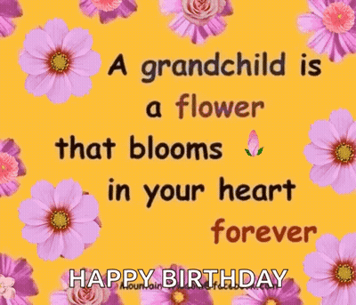 Grandchild Flower Blooms In Heart Forever Happy Birthday GIF