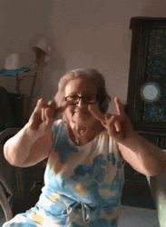 Grandma Rock Hand Sign Cool GIF