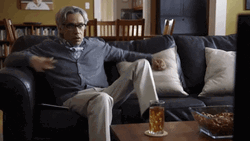 Grandpa Scared While Watching TV GIF