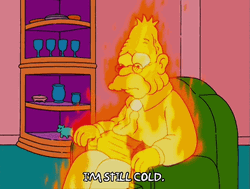 Grandpa Simpson Burning On Fire But Still Cold GIF