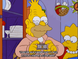 Grandpa Simpson Showing Badge To Lisa GIF