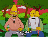 Grandpa Simpson Sitting At The Park With Friend GIF