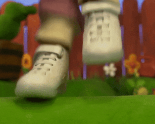 Granny Puppet Jogging Along GIF