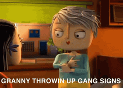 Granny Thrown Up Gang Signs GIF