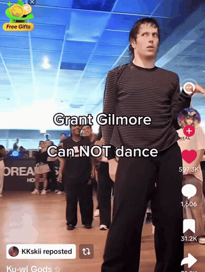 Grant Gilmore Can't Dance Written On Screen GIF