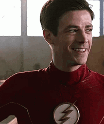 Grant Gustin Flash Smile Look Down GIF