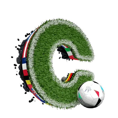 Grass Letter C With Soccer Ball Sticker