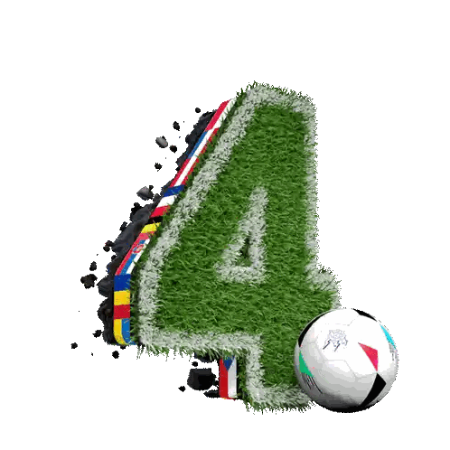 Grass Number Four With Soccer Ball Sticker