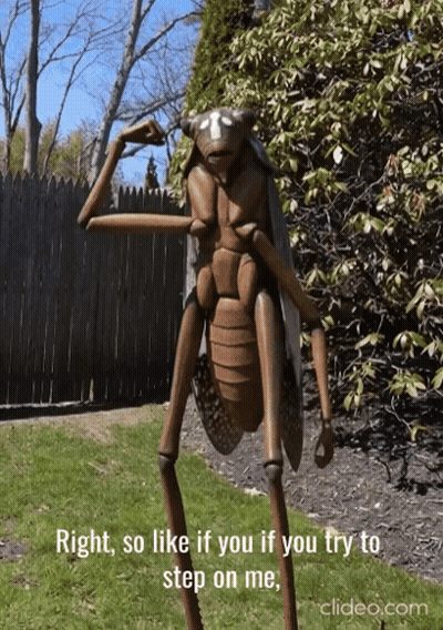 Grasshopper Statue Saying Right So Like If You Try To Step On Me GIF