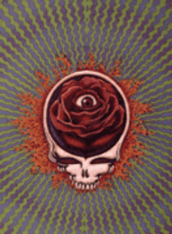 Grateful Dead Skull With Red Rose GIF