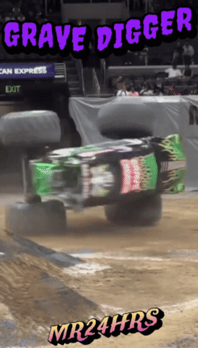Grave Digger Mr24hrs Green Monster Truck Poster GIF