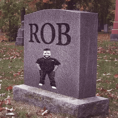 Gravestone For Rob With Man's Photo GIF