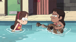 Gravity Falls And His Friend Enjoying The Pool GIF