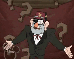 Gravity Falls Grunkle Stan Many Question Mark Falling GIF