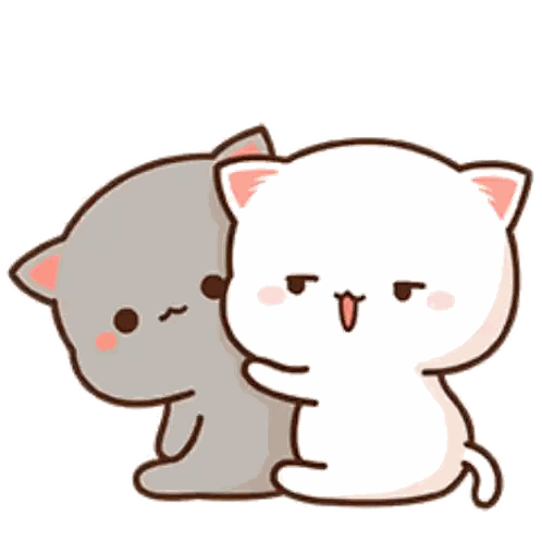 Gray And White Cat Hugging Sticker
