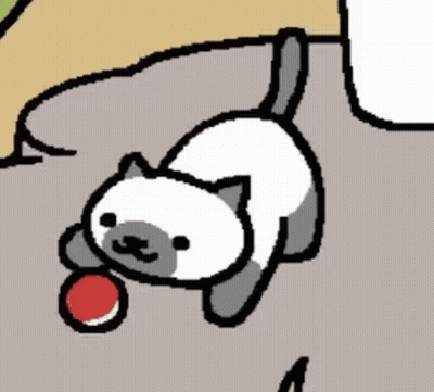 Gray And White Cat Playing With Red Ball GIF