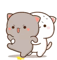Gray And White Cats Standing Sticker