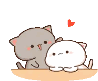 Gray And White Cats With Heart Background Sticker