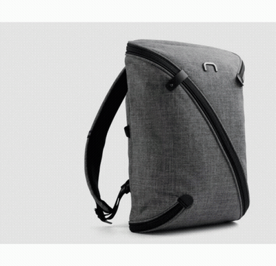 Gray Backpack With Black Zipper And Letter N GIF