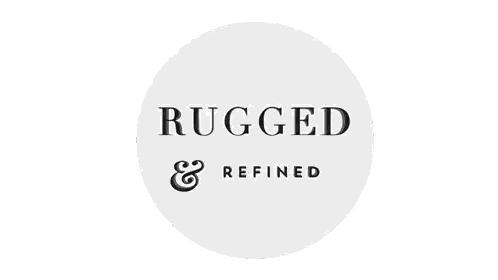 Gray Circle Saying Rugged And Refined Sticker