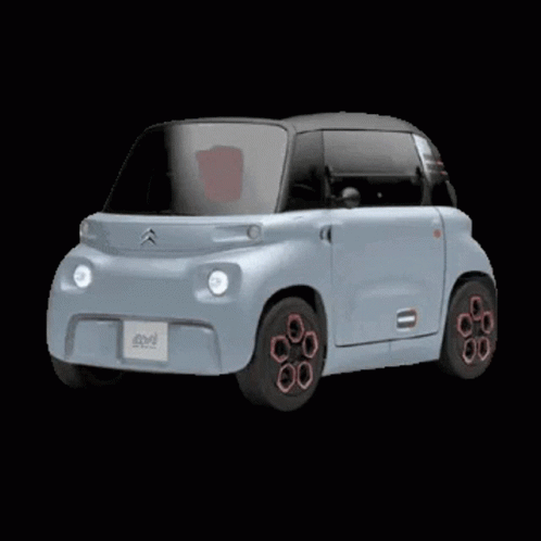 Gray Citroen Car With Doors Open On Dark Background GIF