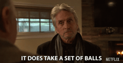 Gray Hair Man With Scarf Says It Does Take A Set Of Balls Netflix GIF