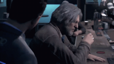 Gray-Haired Bearded Man At Bar With Another Man GIF
