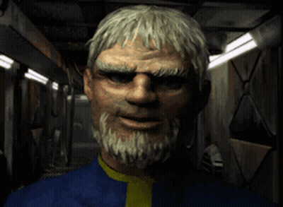 Gray Haired Bearded Man In Vault Boy Outfit GIF