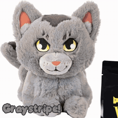 Gray Striped Stuffed Cat GIF