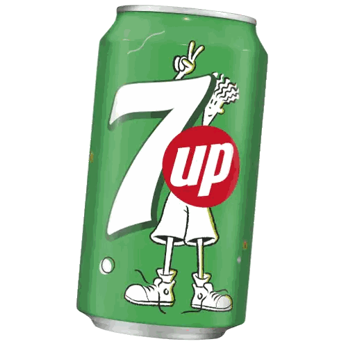 Green 7 Up Can With Cartoon Character Sticker