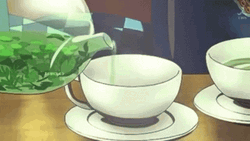 Green Aesthetic Anime Tea Pouring