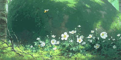 Green Aesthetic Anime Wildflowers