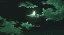 Green Aesthetic Night Crescent Moon