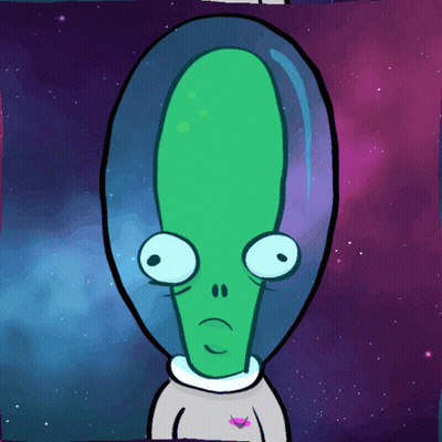 Green Alien Cartoon Drawing Large Head GIF