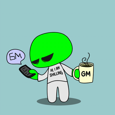 Green Alien Holding Coffee GIF