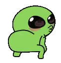 Green Alien Pixel Art With Big Eyes Sticker