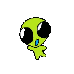 Green Alien With Big Black Eyes Sticker