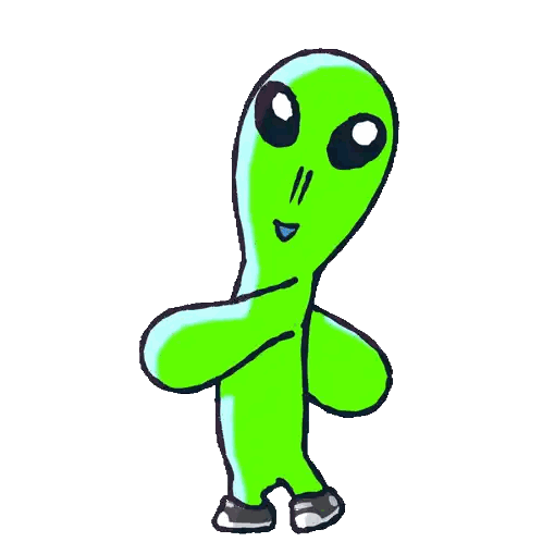 Green Alien With Blue Face Sticker