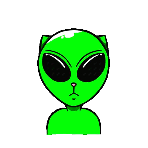 Green Alien With Cat Head Sticker
