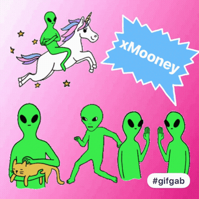 Green Aliens Standing Together GIF