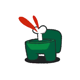 Green Among Us Character Holding Bone Sticker