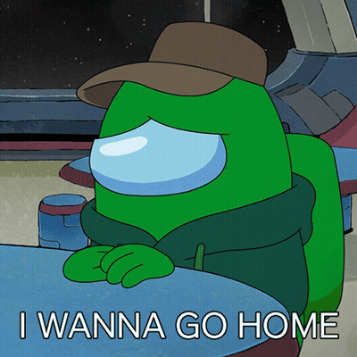 Green Among Us Character Says I Wanna Go Home GIF