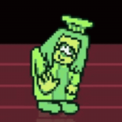 Green Among Us Character With Brown Hat GIF