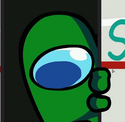 Green Among Us Character With Glasses And Letter S GIF