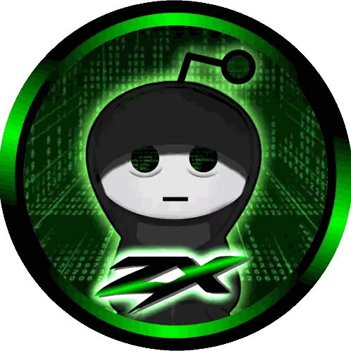 Green And Black Circle With Cartoon Character ZX Sticker