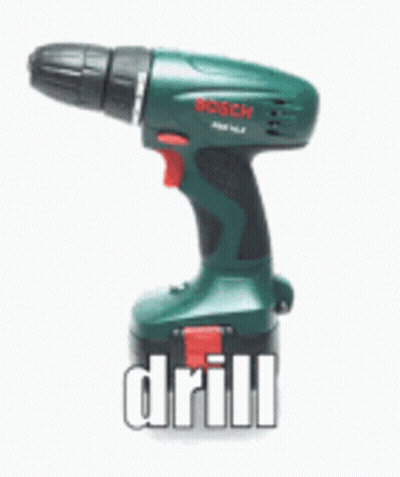 Green And Black Cordless Drill With Word Drill GIF