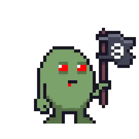 Green And Black Pixel Art Object Sticker