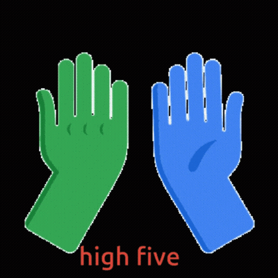 Green And Blue Hands High Five GIF