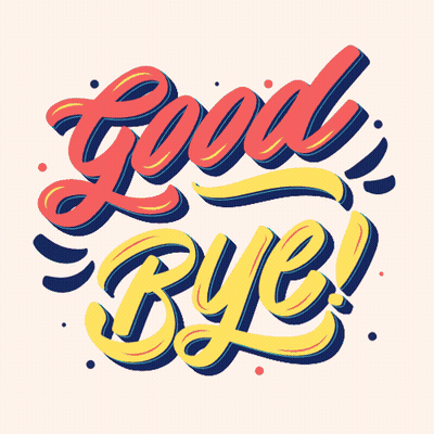 Green And Blue Lettering That Says Good Bye On A White Background GIF