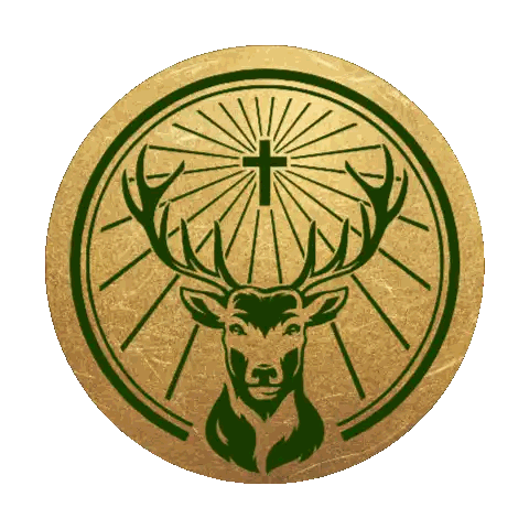 Green And Gold Deer Logo With Cross Sticker